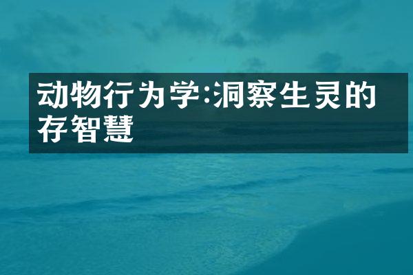 动物行为学:洞察生灵的生存智慧