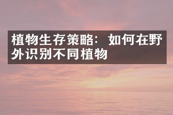 植物生存策略：如何在野外识别不同植物