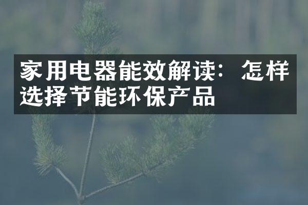 家用电器能效解读：怎样选择节能环保产品