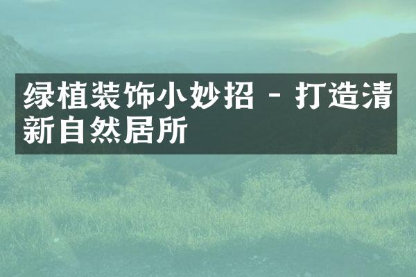 绿植装饰小妙招 - 打造清新自然居所