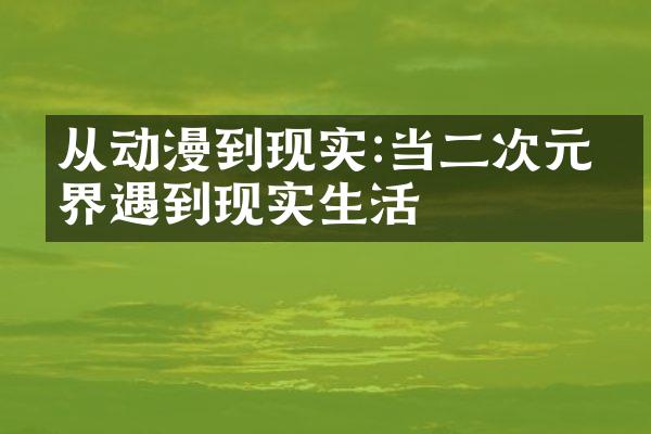 从动漫到现实:当二次元世界遇到现实生活