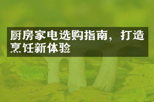 厨房家电选购指南，打造烹饪新体验