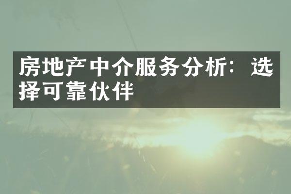 房地产中介服务分析：选择可靠伙伴