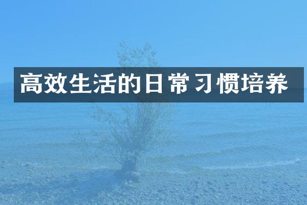 高效生活的日常习惯培养