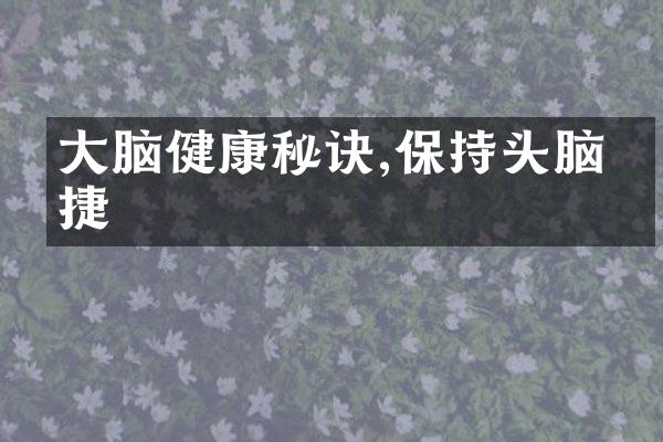 大脑健康秘诀,保持头脑敏捷