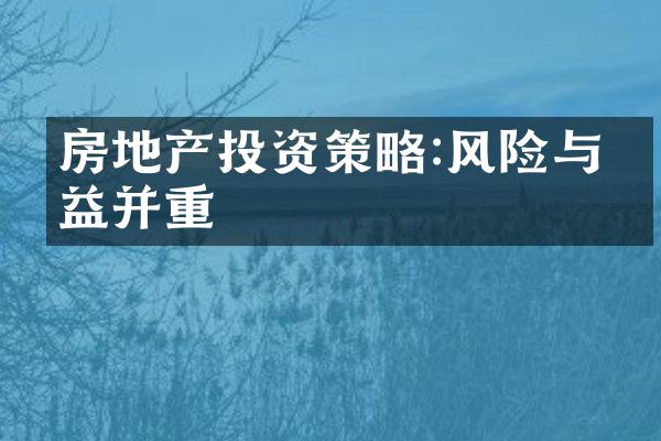 房地产投资策略:风险与收益并重