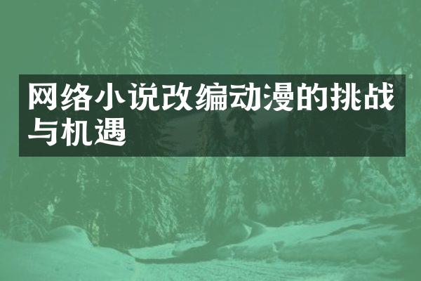 网络小说改编动漫的挑战与机遇