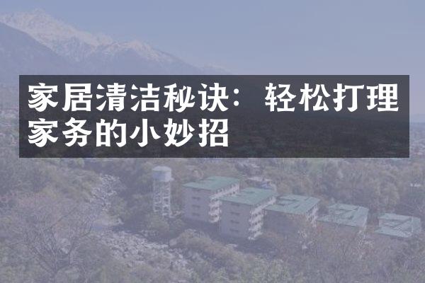 家居清洁秘诀：轻松打理家务的小妙招
