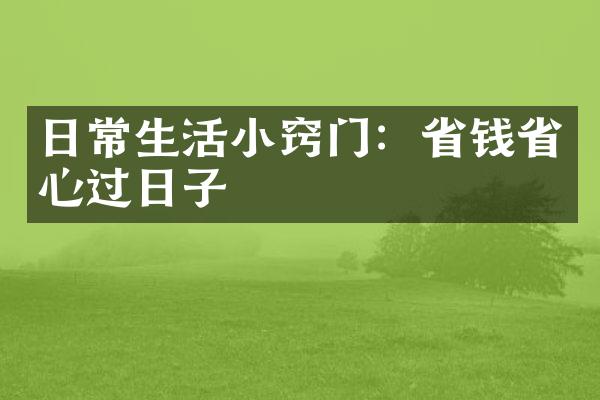 日常生活小窍门：省钱省心过日子