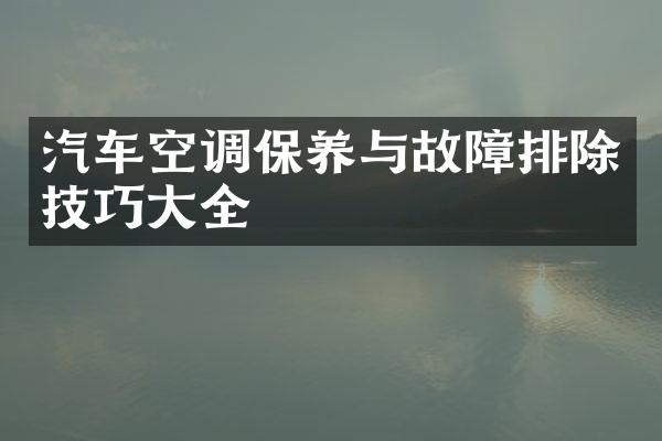 汽车空调保养与故障排除技巧大全