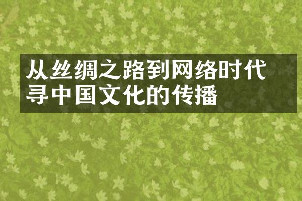 从丝绸之路到网络时代 探寻中国文化的传播