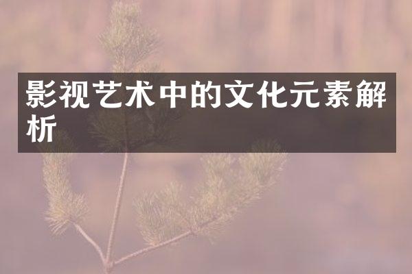 影视艺术中的文化元素解析