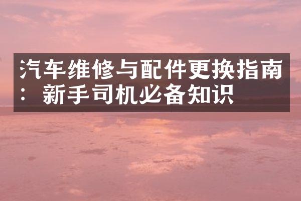 汽车维修与配件更换指南：新手司机必备知识