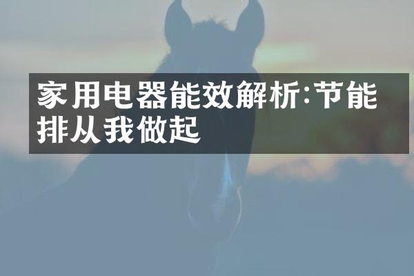 家用电器能效解析:节能减排从我做起