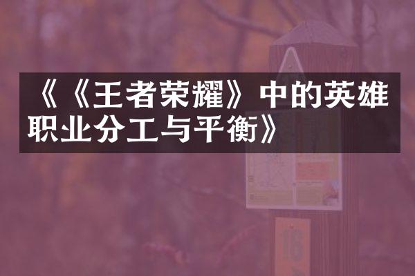《《王者荣耀》中的英雄职业分工与平衡》