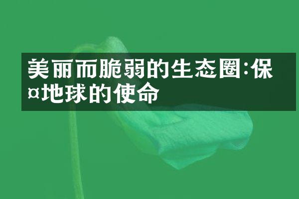 美丽而脆弱的生态圈:保护地球的使命
