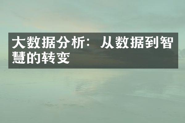 大数据分析：从数据到智慧的转变