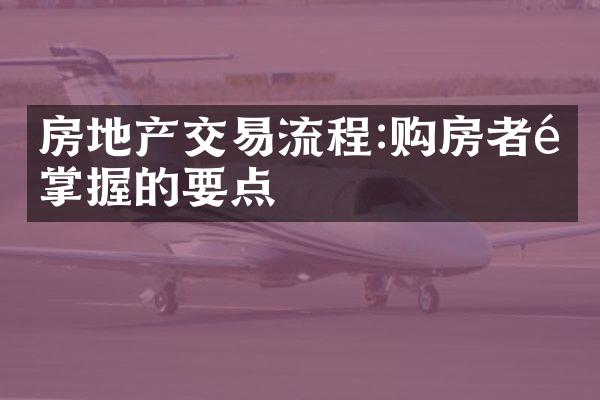 房地产交易流程:购房者需掌握的要点