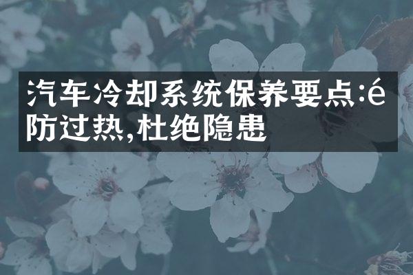 汽车冷却系统保养要点:预防过热,杜绝隐患