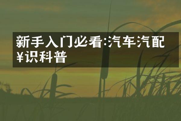 新手入门必看:汽车汽配知识科普