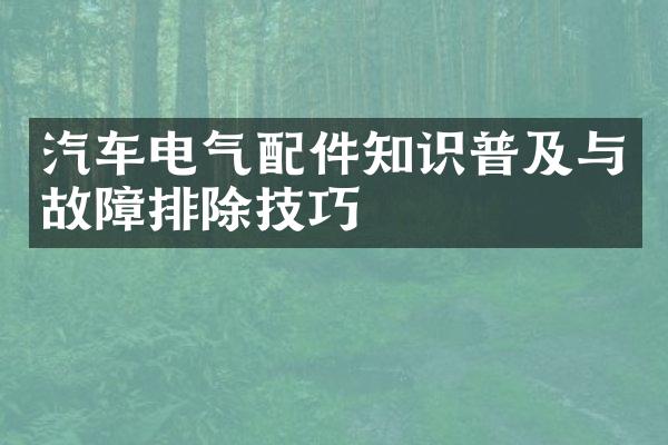 汽车电气配件知识普及与故障排除技巧
