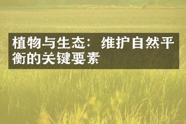 植物与生态：维护自然平衡的关键要素