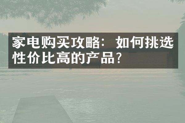 家电购买攻略：如何挑选性价比高的产品？