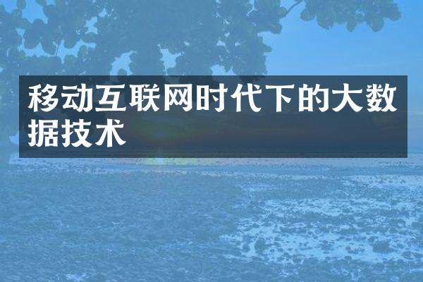 移动互联网时代下的大数据技术