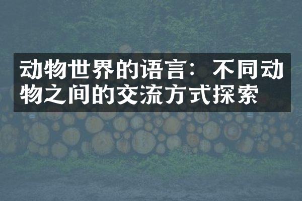 动物世界的语言：不同动物之间的交流方式探索