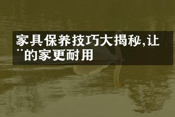 家具保养技巧大揭秘,让您的家更耐用