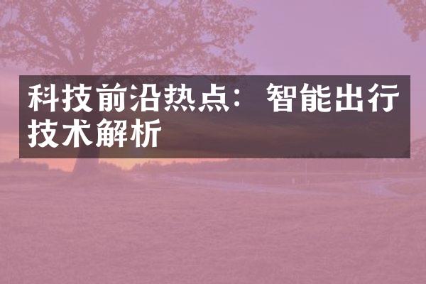 科技前沿热点：智能出行技术解析
