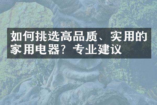 如何挑选高品质、实用的家用电器？专业建议