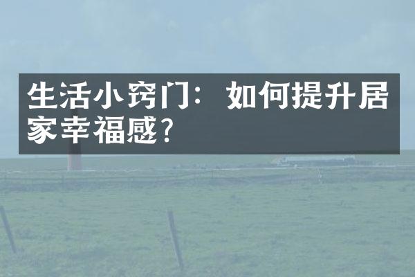 生活小窍门：如何提升居家幸福感？
