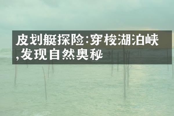 皮划艇探险:穿梭湖泊峡湾,发现自然奥秘