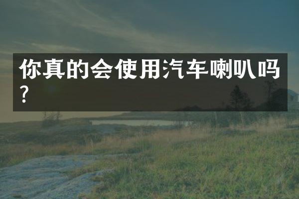 你真的会使用汽车喇叭吗?