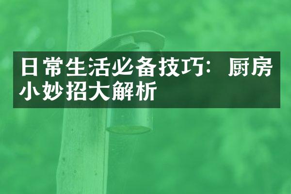 日常生活必备技巧：厨房小妙招大解析