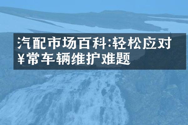 汽配市场百科:轻松应对日常车辆维护难题