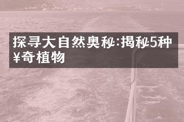 探寻大自然奥秘:揭秘5种神奇植物