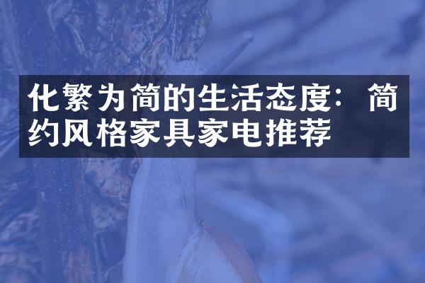 化繁为简的生活态度：简约风格家具家电推荐