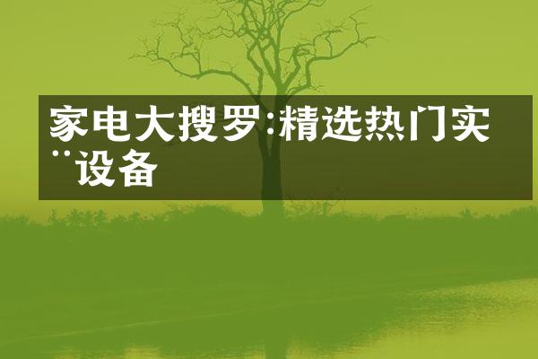家电大搜罗:精选热门实用设备