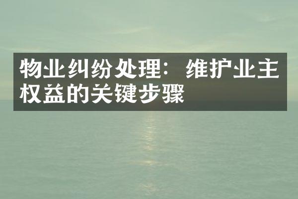 物业纠纷处理：维护业主权益的关键步骤