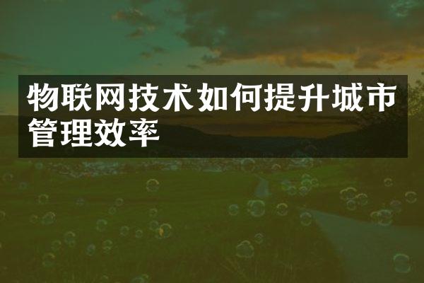 物联网技术如何提升城市管理效率