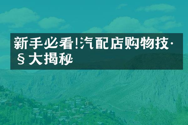新手必看!汽配店购物技巧大揭秘