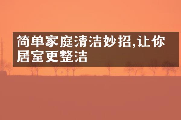 简单家庭清洁妙招,让你的居室更整洁