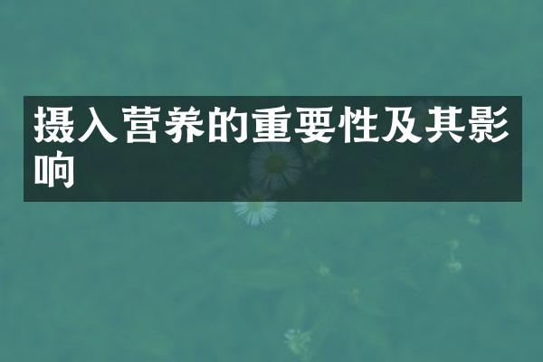 摄入营养的重要性及其影响