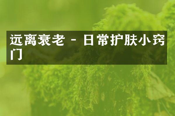 远离衰老 - 日常护肤小窍门