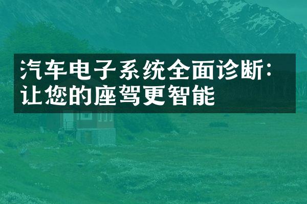汽车电子系统全面诊断：让您的座驾更智能