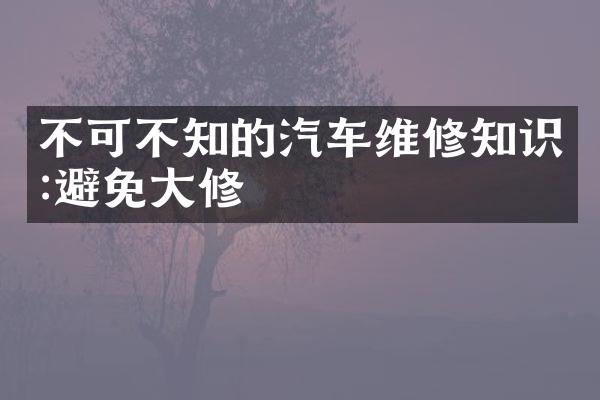不可不知的汽车维修知识:避免大修
