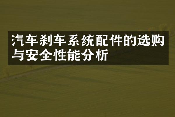 汽车刹车系统配件的选购与安全性能分析