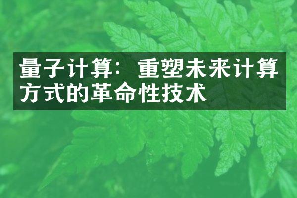 量子计算：重塑未来计算方式的革命性技术